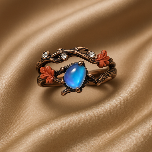 Vintage Opal Ring with Leaves